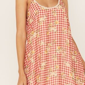 ‼️Price Drop‼️End of Summer Sale‼️ Wild Moss Floral Checkered Mini Dress